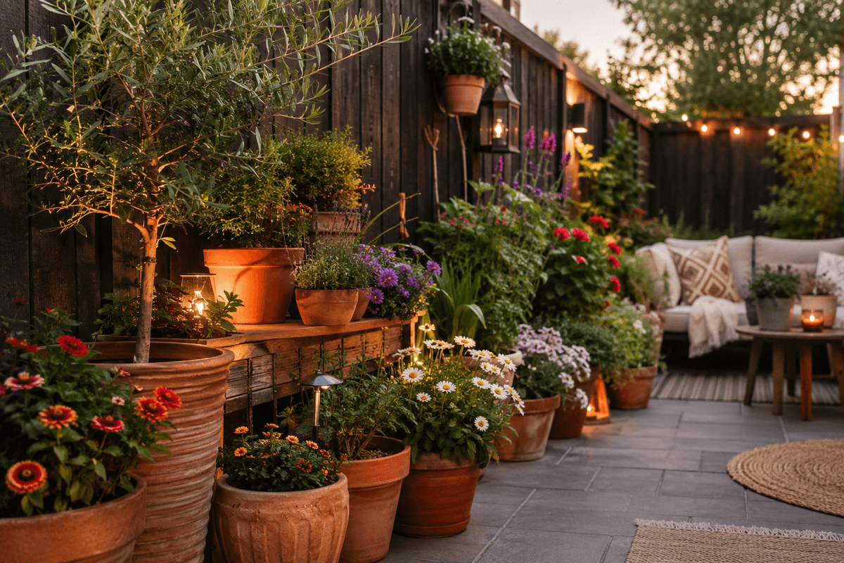 Fence with Container Gardens