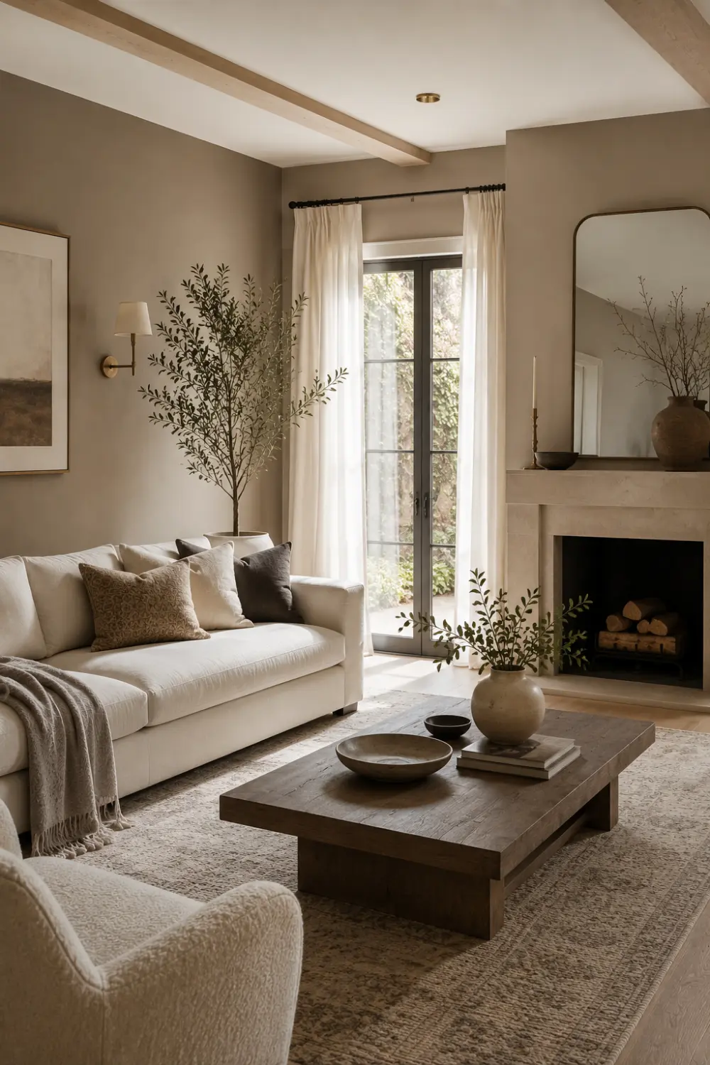 taupe ivory living room color palette