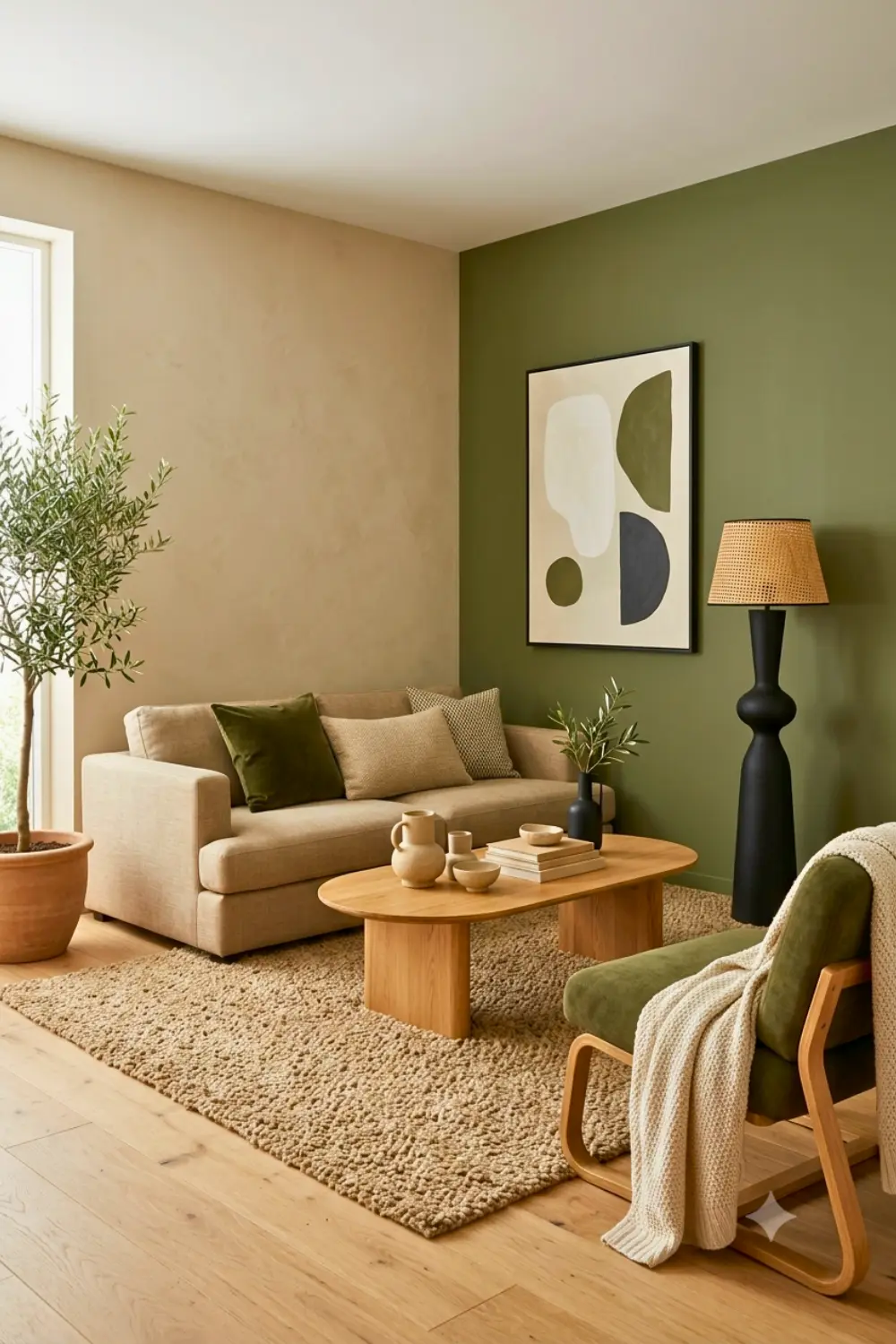 olive green sand living room color palette