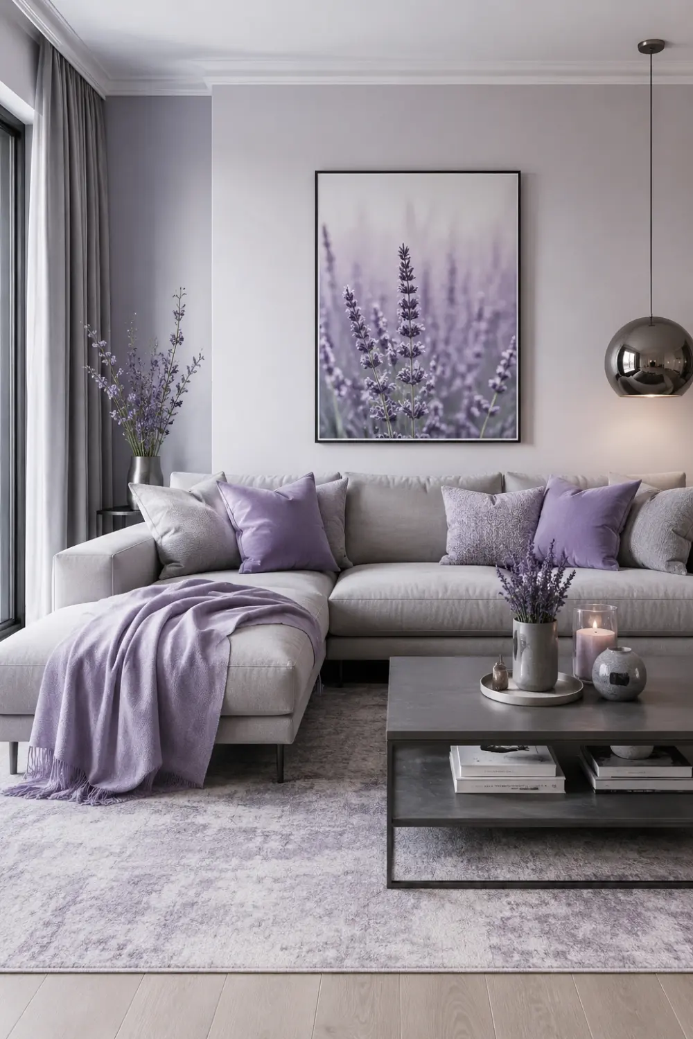 lavender gray living room color palette