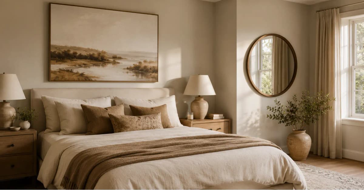 bedroom wall art above headboard