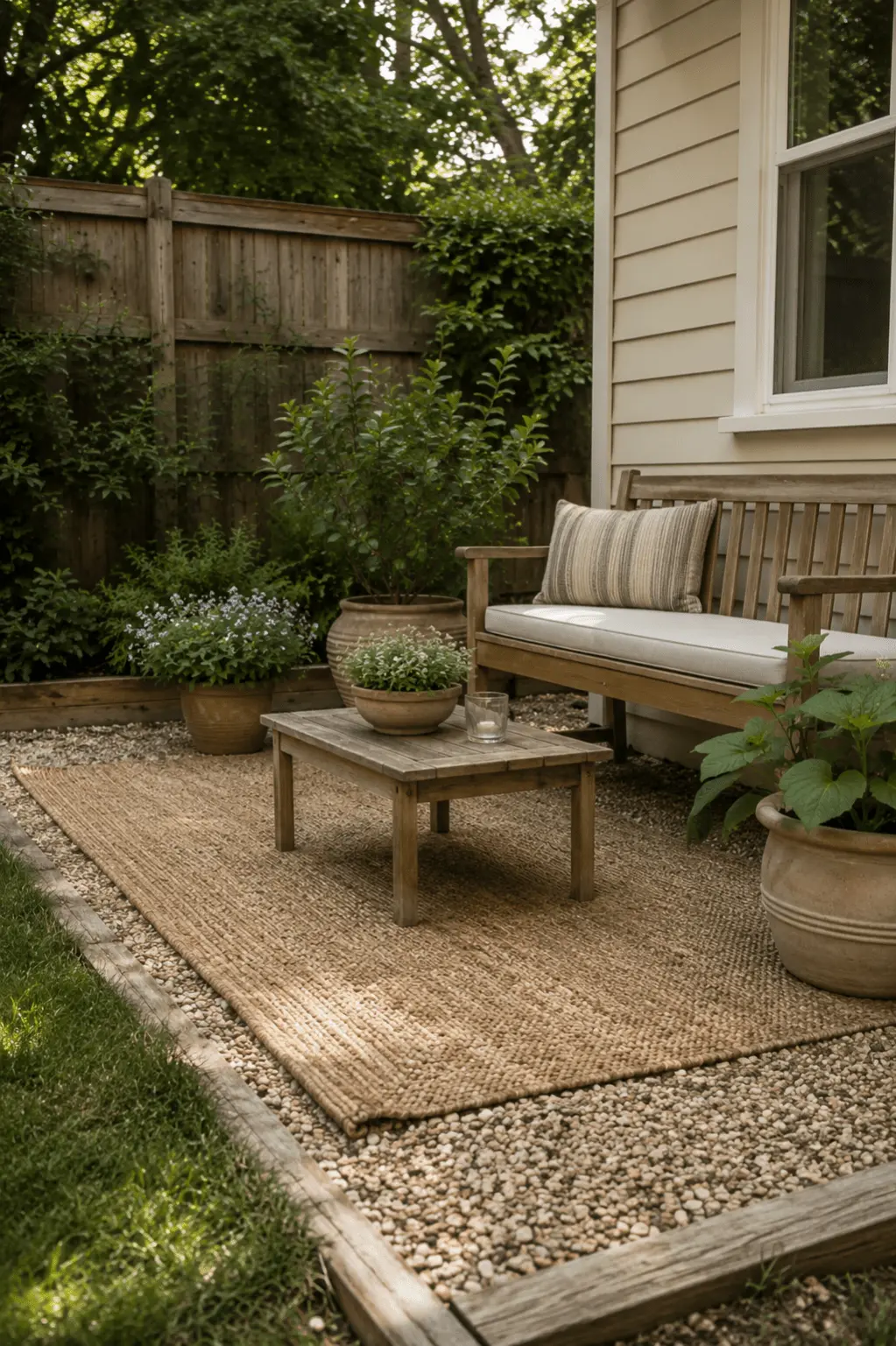 pea gravel patio budget backyard