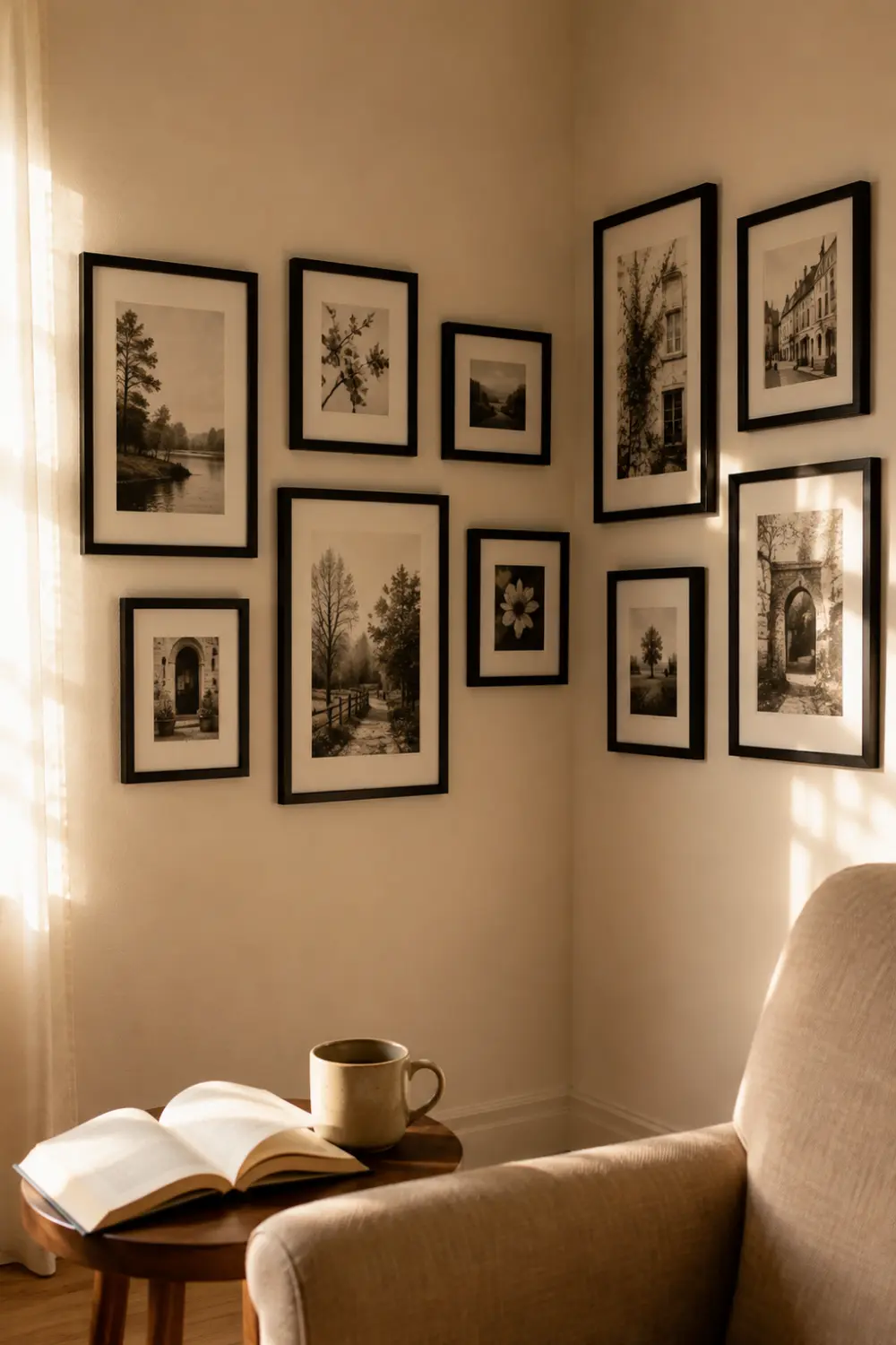 corner wall gallery matching frames