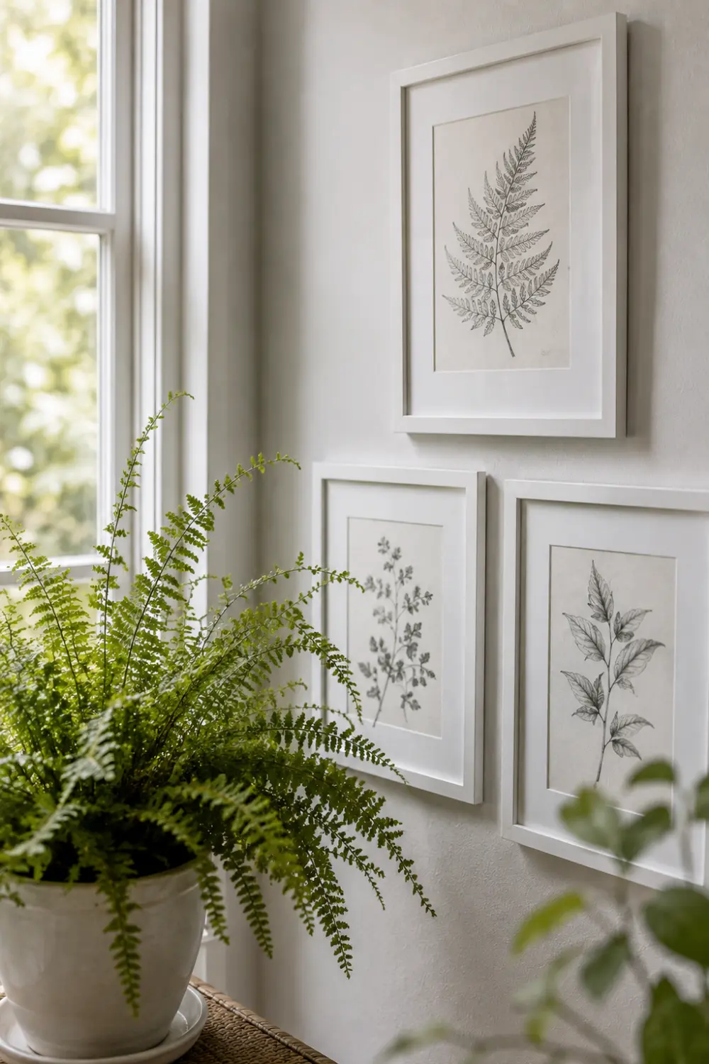 botanical print corner wall gallery