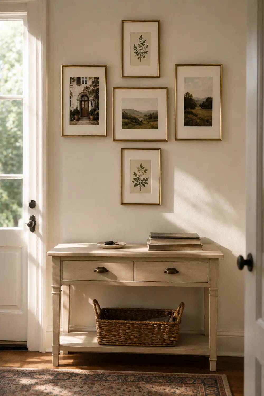 console table corner wall gallery