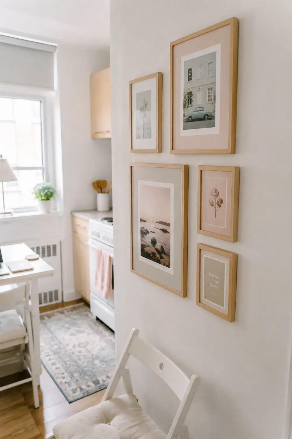 small apartment corner wall gallery