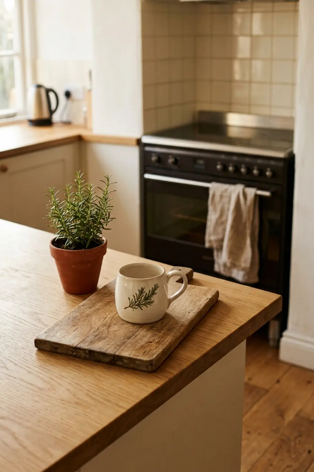 decluttered kitchen counter styling