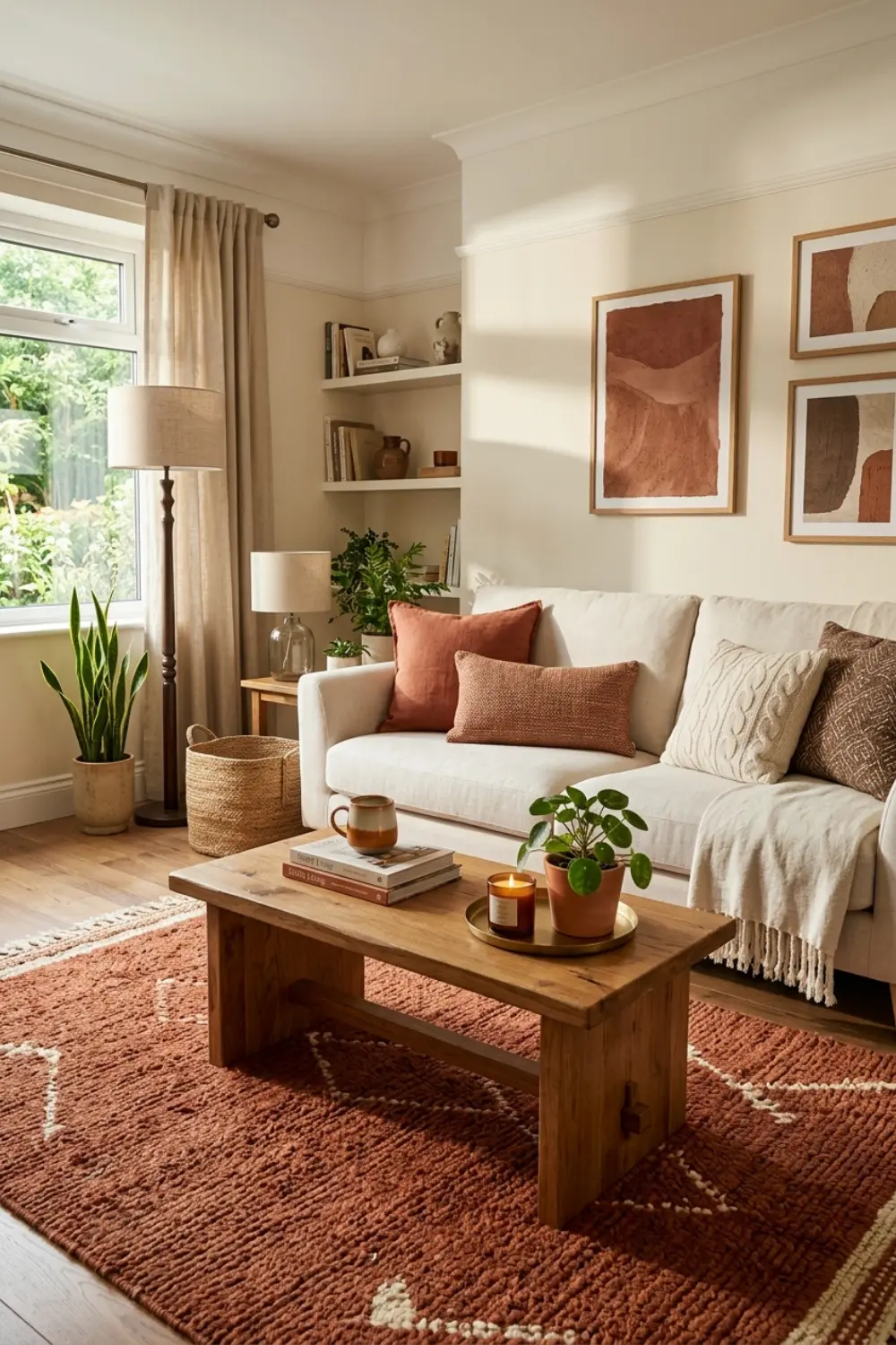 terracotta rust white couch