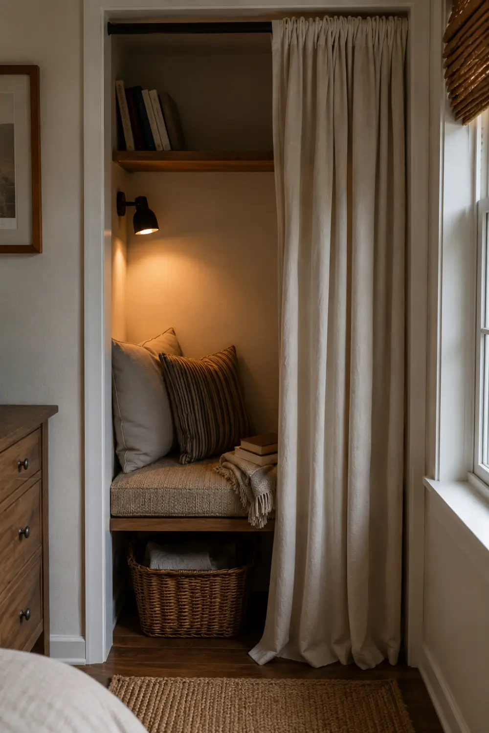 closet reading nook small space idea