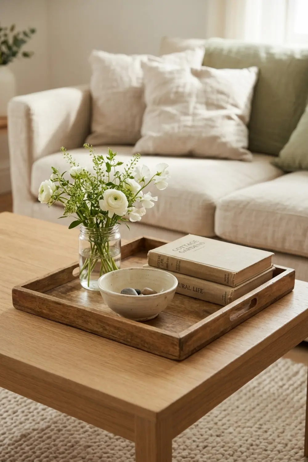 cozy cottage coffee table decor
