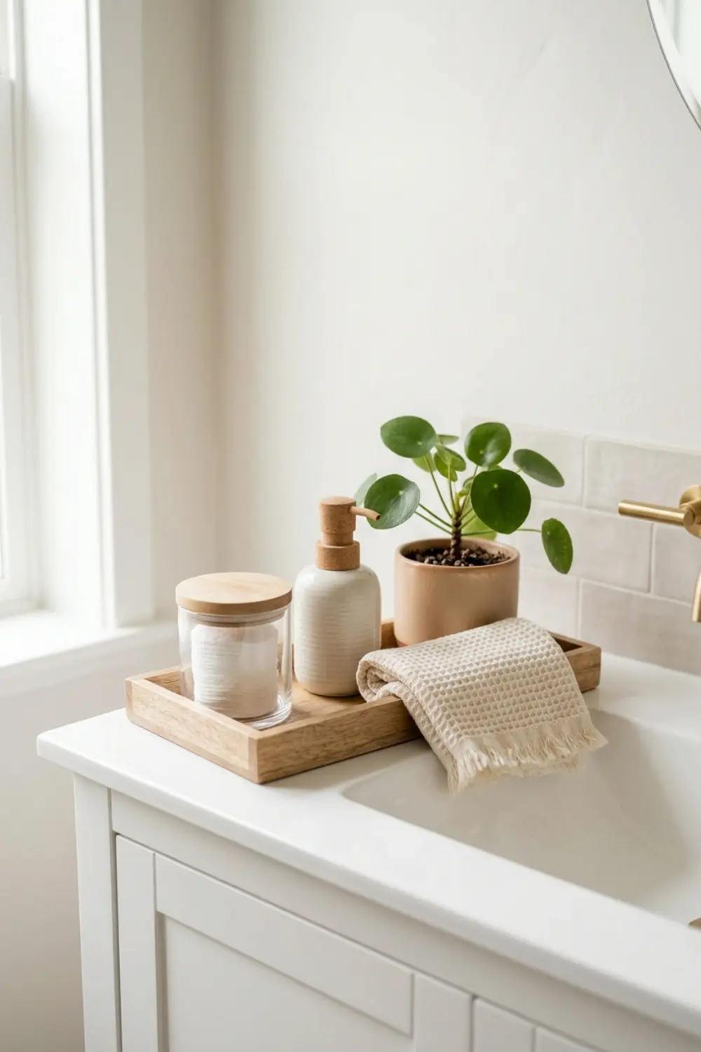 bathroom counter styling tray ideas