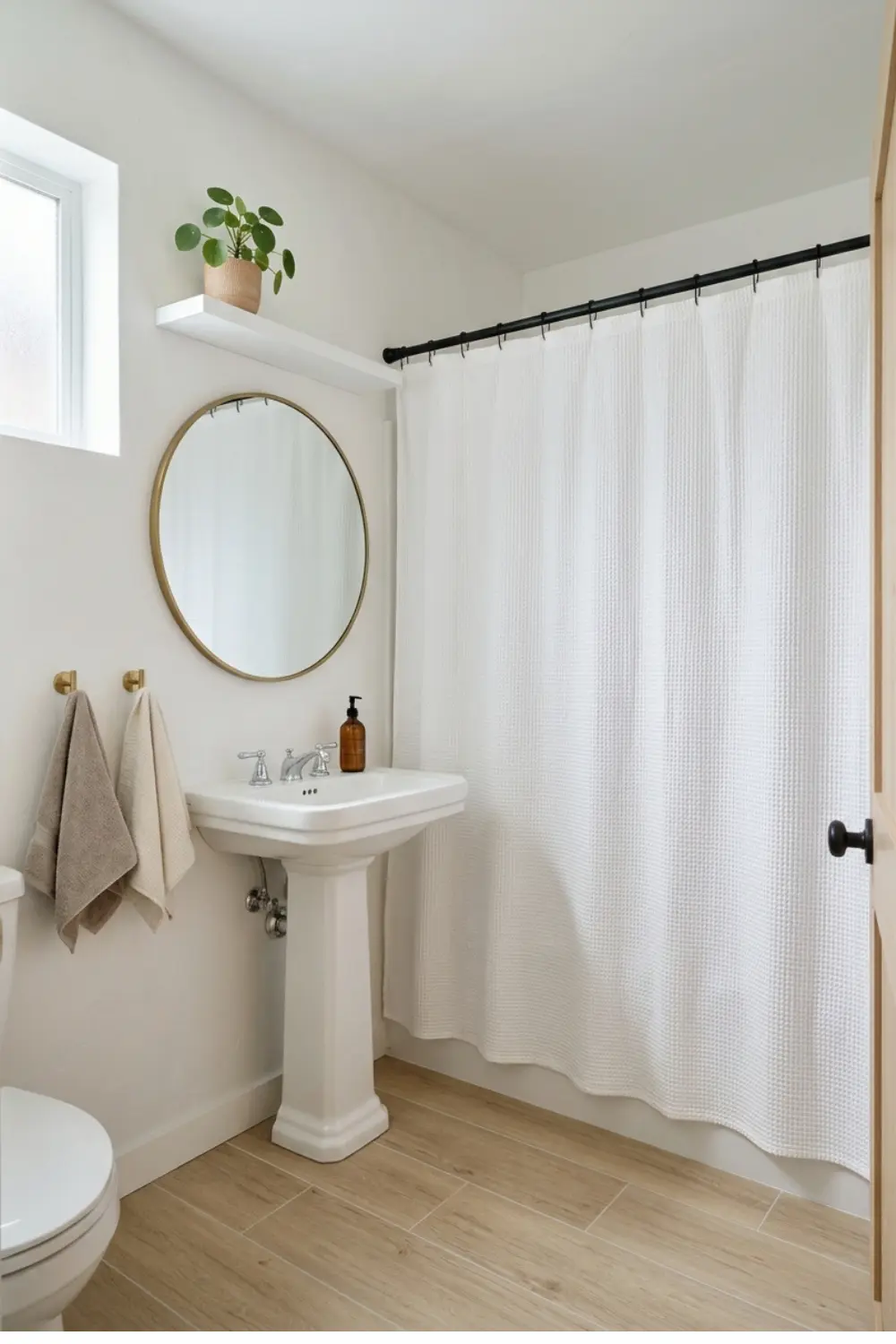 small bathroom high shower curtain idea